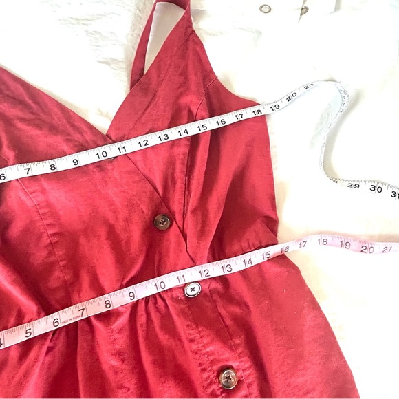 MAURICE’S Linen Cotton Button Front Midi Dress Brick Size L Smocked Back NWOT - Picture 12 of 13